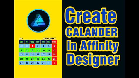 How To Create A 2020 Full Year Calendar In Affinity Designer Youtube