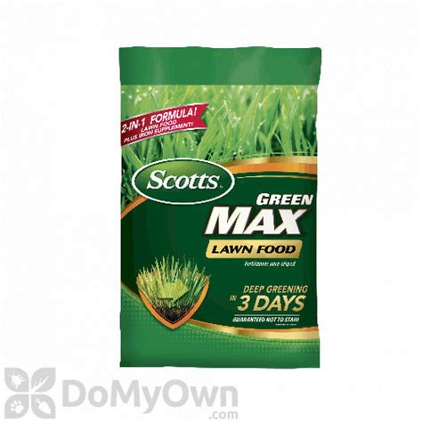 Give it a couple of weeks after some regular watering and mowing, though. Scotts Green Max Lawn Food