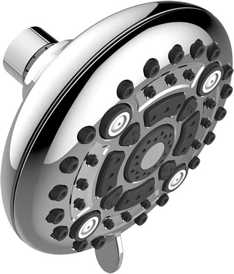 Fixed Shower Head 6 Spray Settings 5 Inch Anti Clog Chrome Showerhead For Water Saving Easy