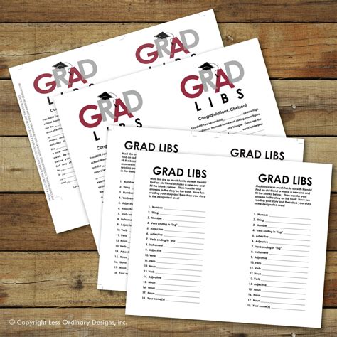 Grad Libs Graduation Mad Lib Advice Cards Open House Etsy