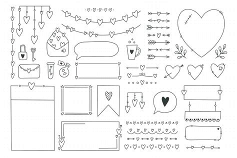 Cute Bullet Journal Element Doodles With Hearts Love Theme 2589770