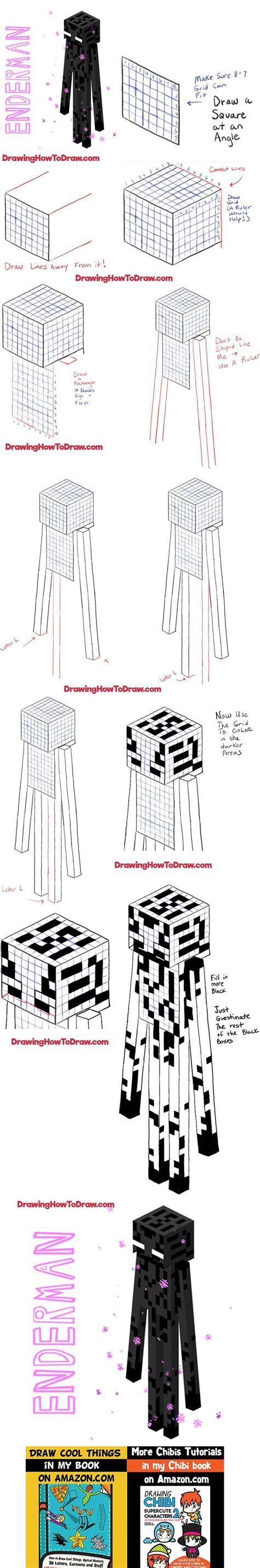 How To Draw Enderman From Minecraft Step By Step Drawing