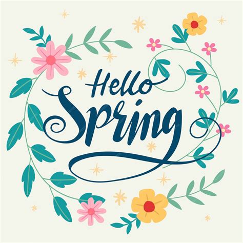 Free Vector Hello Spring Wallpaper With Flowers
