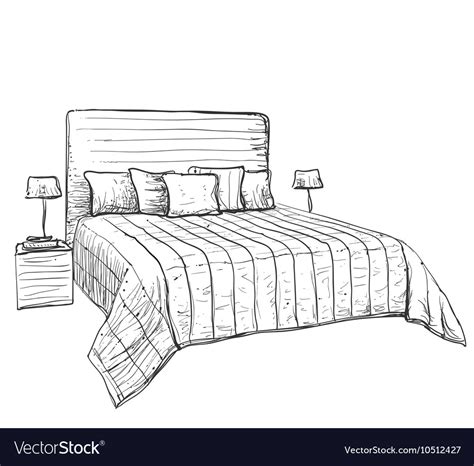 Bedroom Modern Interior Sketch Royalty Free Vector Image