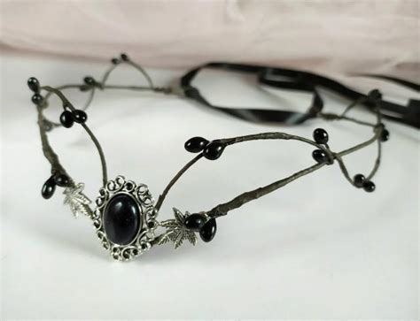 Black Elf Crown Elven Headpiece Halloween Wedding Headpiece Gothic