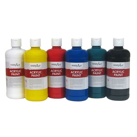 Handy Art 16 Oz Multi Color Semi Gloss Acrylic Art Paint 6 Pieces