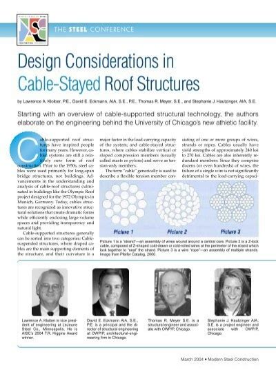 Design Considerations In Cable Stayed Roof Structures2 Aisc
