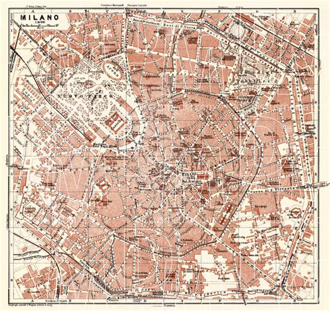 Old Map Of Milan Milano In 1908 Buy Vintage Map Replica Poster Print