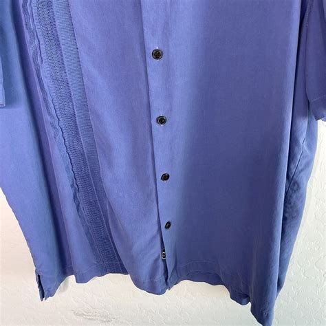 Nat Nast Mens Silk Button Up Shirt Size Xxl Xl Solid Blue Short