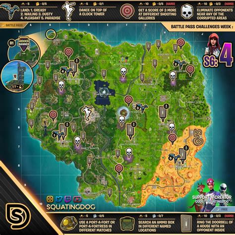 Cheat Sheet Map For Fortnite Battle Royale Season 6 Week 4 Fortnite