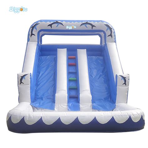 Water Park Inflatable Double Slide Inflatable Giant Slide With Pool For