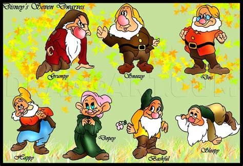 How To Draw The Seven Dwarfs From Snow White Step By Step Drawing