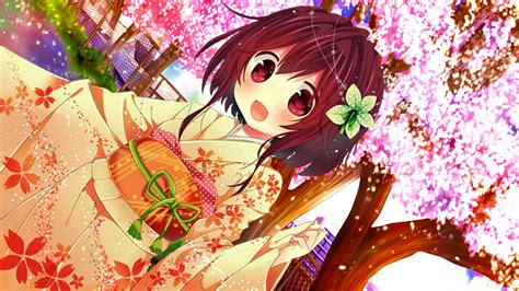 Girl With Yukata Under Cherry Blossom Tree By Shirosuke1