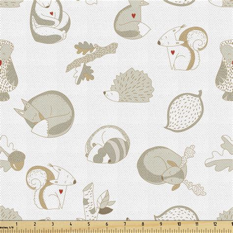 Woodland Fabric By The Yard Upholstery Various Forest Animals And