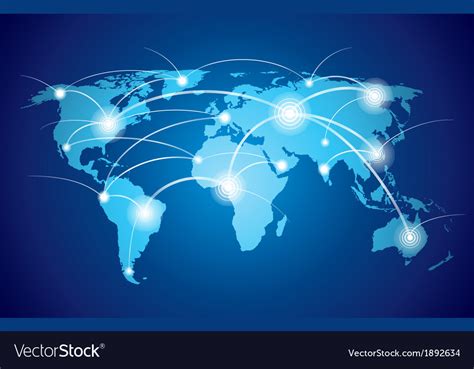 World Map With Global Network Royalty Free Vector Image