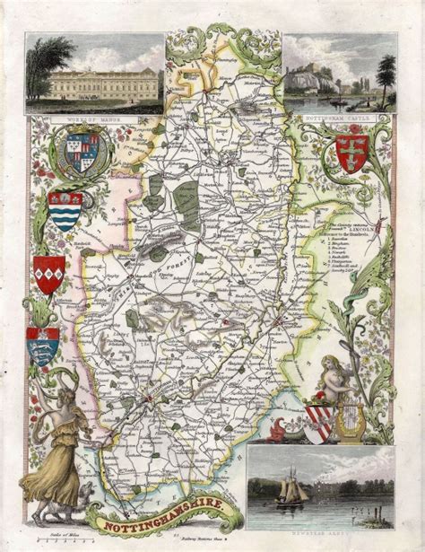 Nottinghamshire By Thomas Moule C1840s Welland Antique Maps