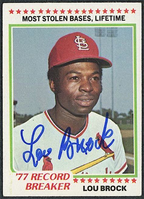 We read our black and white newspapers, still watched a but this card showed a kid that baseball was best served in living color. Lou Brock Signed 1978 Topps #1 Baseball Card (PA COA) | Pristine Auction
