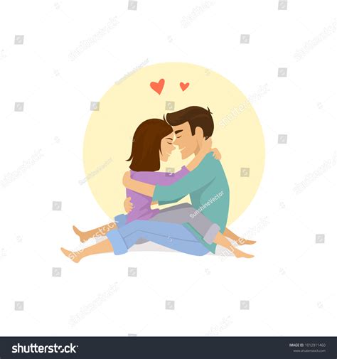 Cute Couple Love Sitting Opposite Each Stock Vector Royalty Free