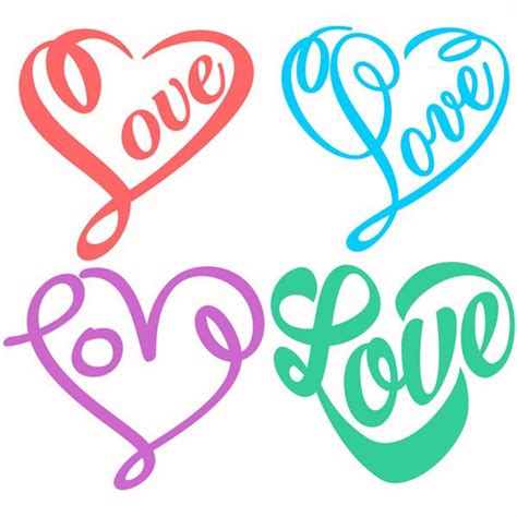 Love Heart Designs SVG Cuttables Love Heart Silhouette Cameo Projects Valentine Images