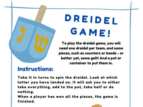 How To Play Dreidel Printable