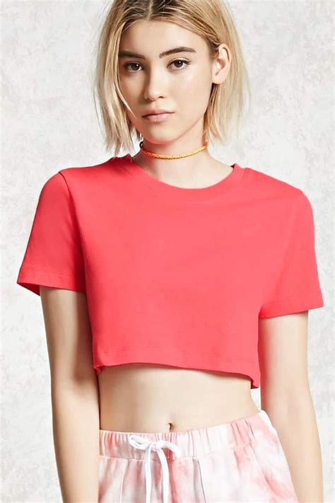 T1 Hot Pink Short Sleeve Crop Top Also Has A White Version F21
