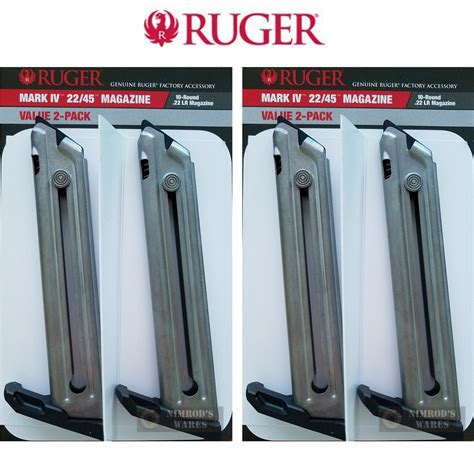 Ruger Mk Iv Mark Iv 2245 And Lite 10 Round 22 Lr Magazine 4 Pack Nickel