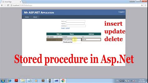 Gridview Insert Update Delete Using Stored Procedures In Aspnet Youtube