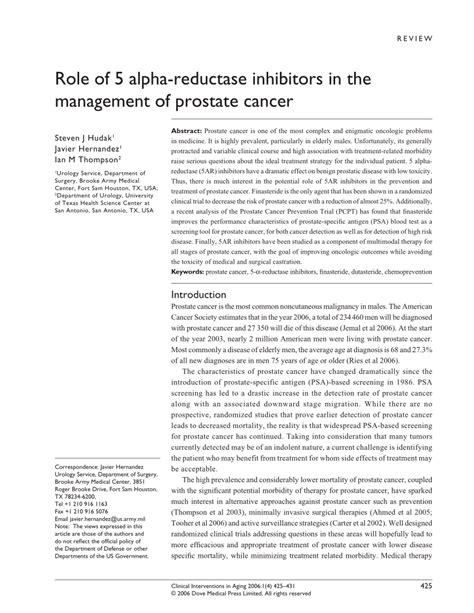 pdf role of 5 alpha reductase inhibitors in the management of prostate cancer