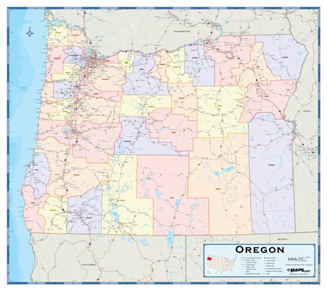Oregon Counties Wall Map