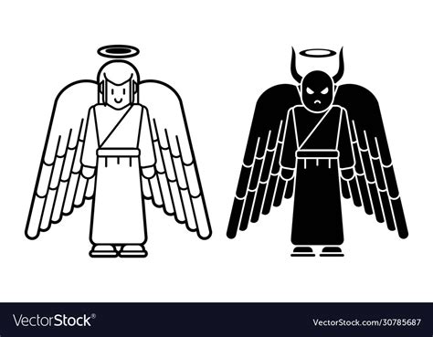 Angel And Devil Icon Cartoon Graphic Royalty Free Vector