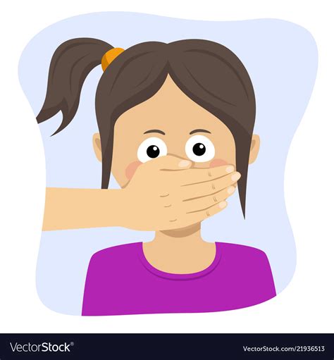 Adult Man Hand Covering Mouth Girl Royalty Free Vector Image