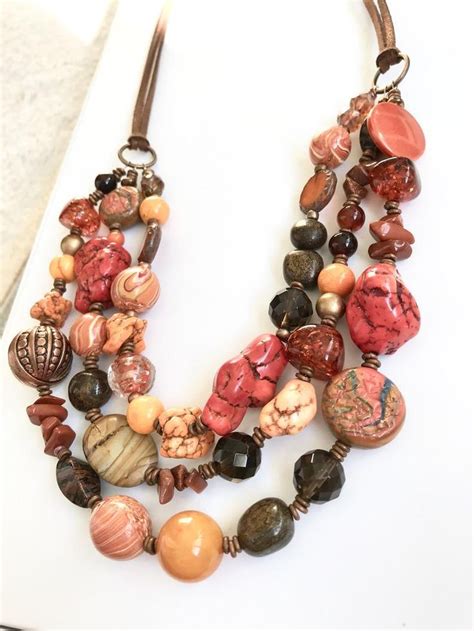 Earthy Necklace Multi Strand Leather Cord Necklace For Women Etsy