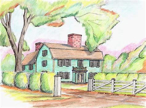 Putnam House Frony View Drawing By Paul Meinerth Pixels