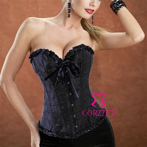 Black Embroidered Strapless Overbust Sexy Corset Bustier Tops Gothic Corsets And Bustiers Women