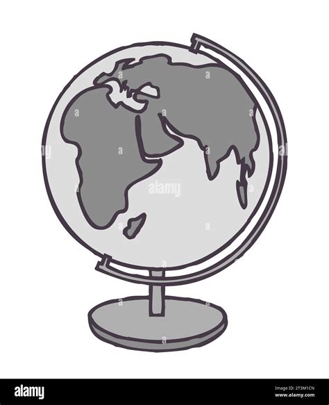 Doodle Earth Globe Icon Hand Drawn Planet Symbol Isolated On White