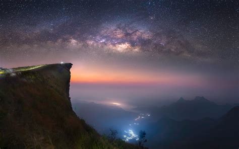 Landscape Nature Mist Space Valley Milky Way Long Exposure Abyss