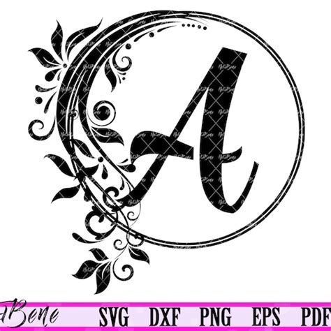 Floral Alphabet Svg Flower Wedding Monogram Cut File Etsy
