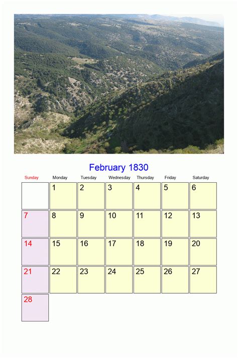 February 1830 Roman Catholic Saints Calendar