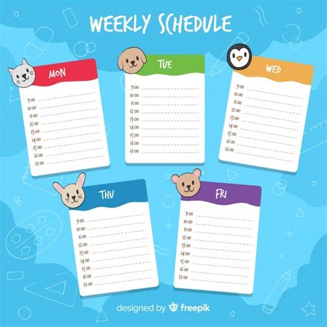 Cute Weekly Planner Template With Colorful Design Free Vector