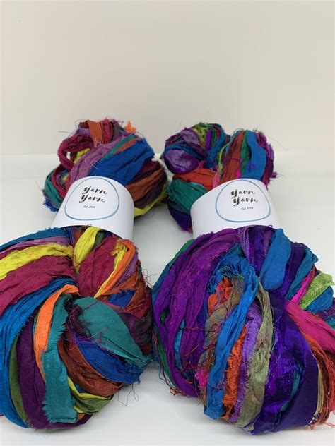 Sari Silk Ribbon Bright Popping Colours Ribbon Yarn Silk Ribbon