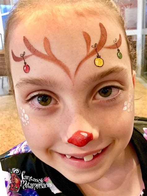 Pin By Pinner On Maquillage Renne Noel Christmas Face Painting Face