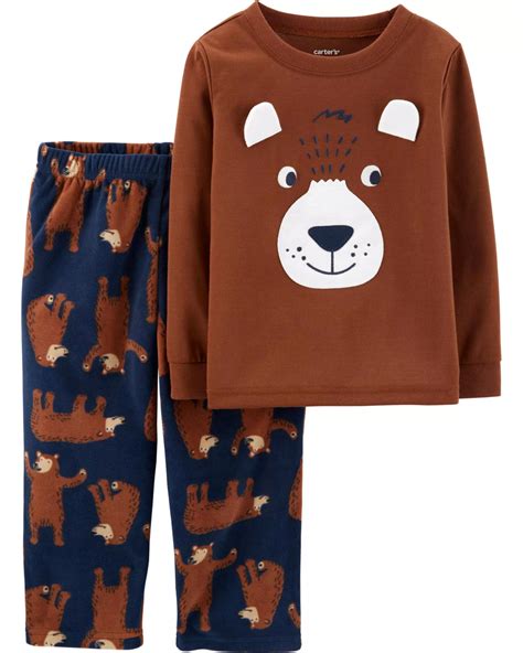 2 Piece Bear Pjs Fleece Pjs Baby Clothes Baby Boy Pajamas