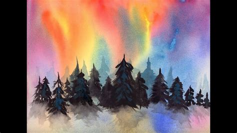 Tutorial How To Paint An Aurora Borealis In Watercolor Youtube