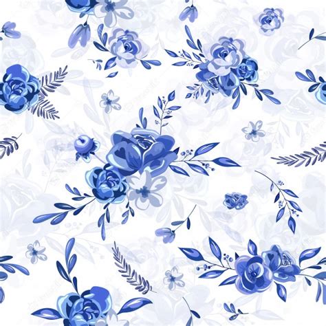 Premium Vector Seamless Blue Floral Pattern
