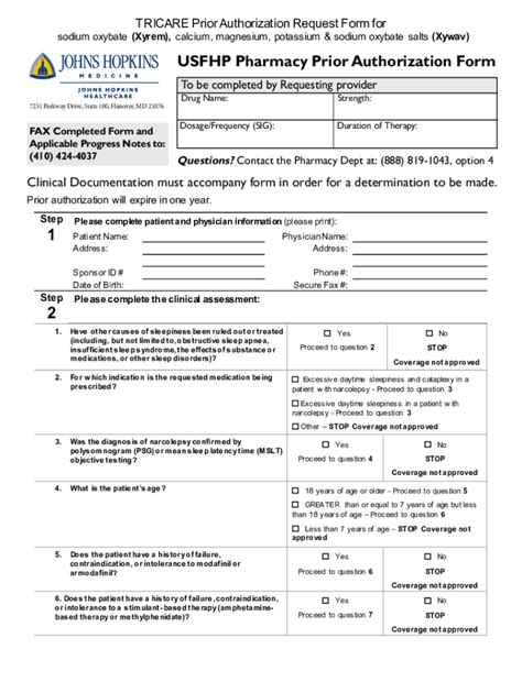 Fillable Online Free Tricare Prior Rx Authorization Form