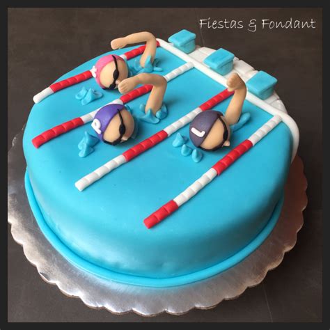 Swim Cake By Fiestas Fondant Swimming Cake Fondant Cakes Sport Cakes