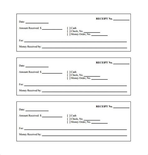 Blank Receipt Templates Free Printable Word Excel Pdf Formats