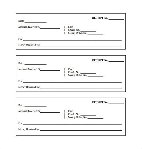 Blank Receipt Templates 9 Free Printable Word Excel And Pdf Formats