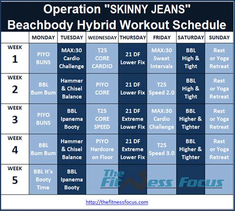 Beachbody Hybrid Calendar