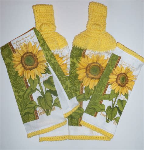 Dish towels and dish cloth were as expected, flexible enough to do a good job,quickly. Sunflower Kitchen Set, Crochet Hanging Towels, Dish Cloth ...